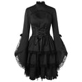 Black Lace Flare Sleeves Gothic Dress