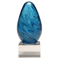 Blue and Green Egg Shaped Art Glass on Base - AGAR110