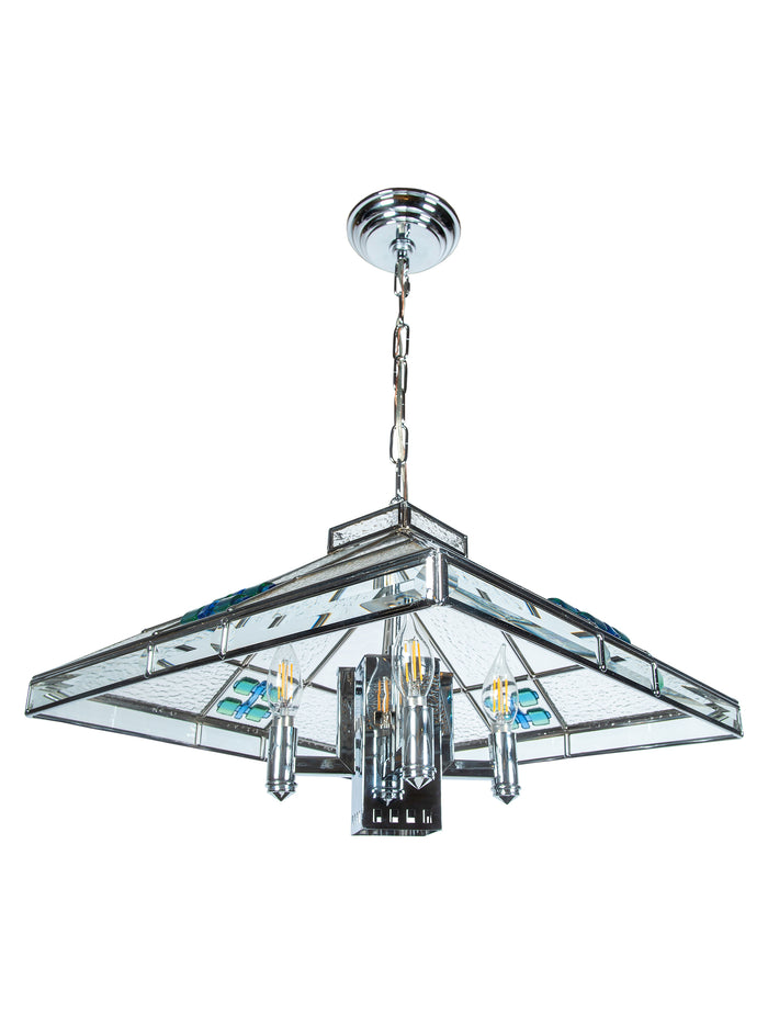 Blue Fused 5-Light Hanging Fixture
