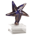 Blue Star Art Glass w/Gold Metallic Highlights on Base  - AGAR87