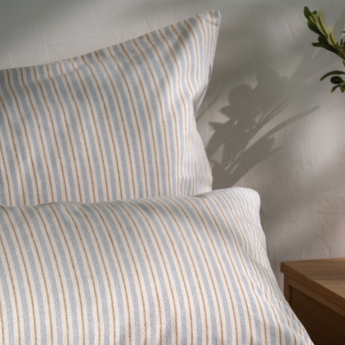 Blue/Natural Stripe Brushed Cotton Bed Set