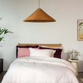Blush Pink French Linen Bedding And Bed Sheets - breathable, in a styled bedroom 1 | Soak and Sleep