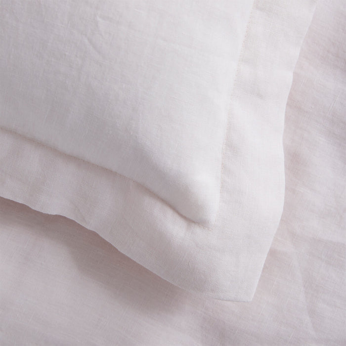 Blush Pink French Linen Bedding And Bed Sheets - breathable, close-up detail 1 | Soak and Sleep