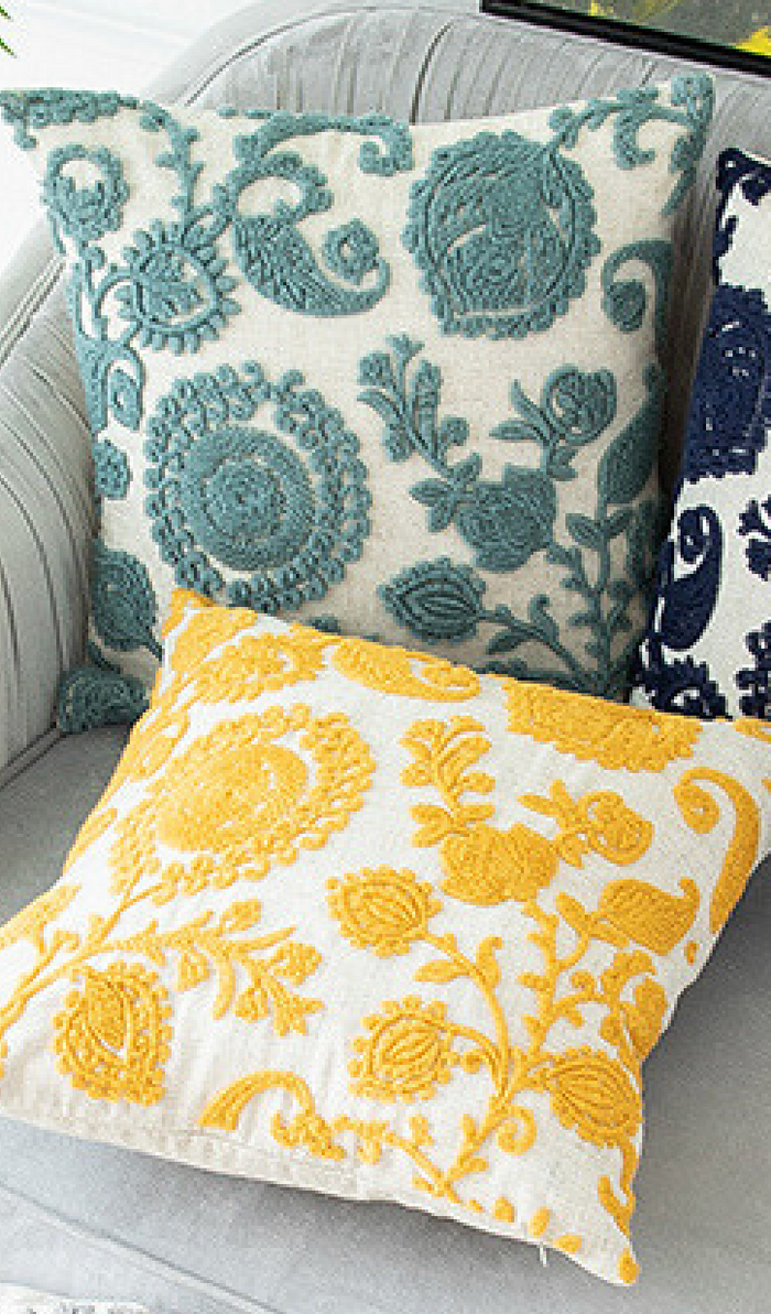 Bohemian Floral Embroidered Cushions