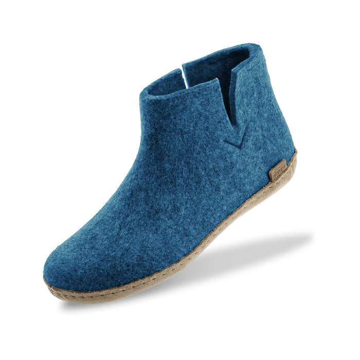 Boot with leather sole - Petrol