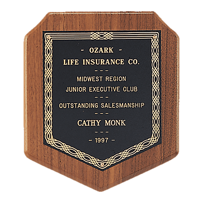 Black Gold Border Plate on an American Walnut Plaque