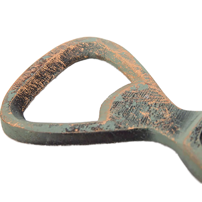 A metal bottle opener with an anchor design.