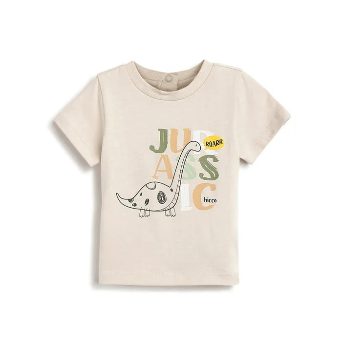 Boys Beige Graphic Printed T-shirt