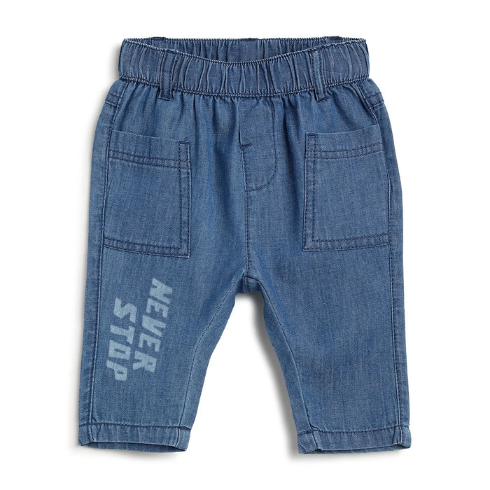 Boys Blue Printed Stretchable Jeans