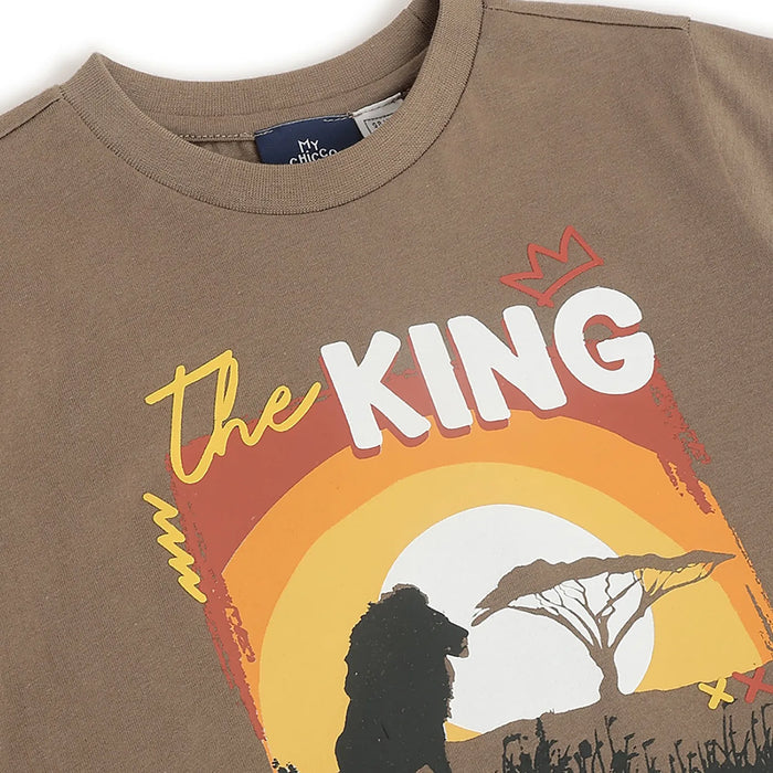 Boys Brown Printed T-shirt