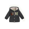 Boys Grey Self Design Open Front Jacket