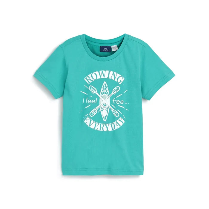 Boys Sea Green Printed T-shirt