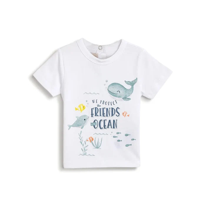 Boys White Graphic Printed T-shirt