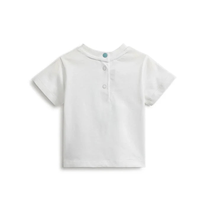 Boys White Printed Cotton T-shirt