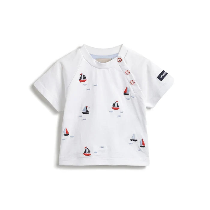 Boys White Printed T-shirt