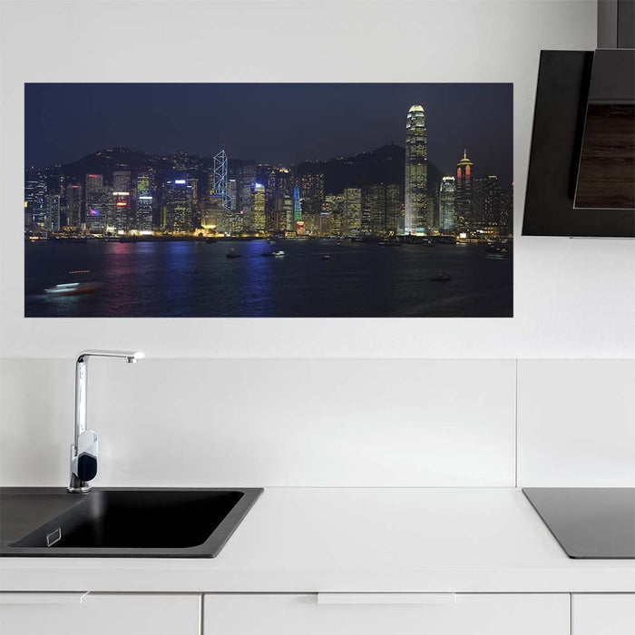 23x48 inch Hong Kong Night Decal Installed in Kitchen