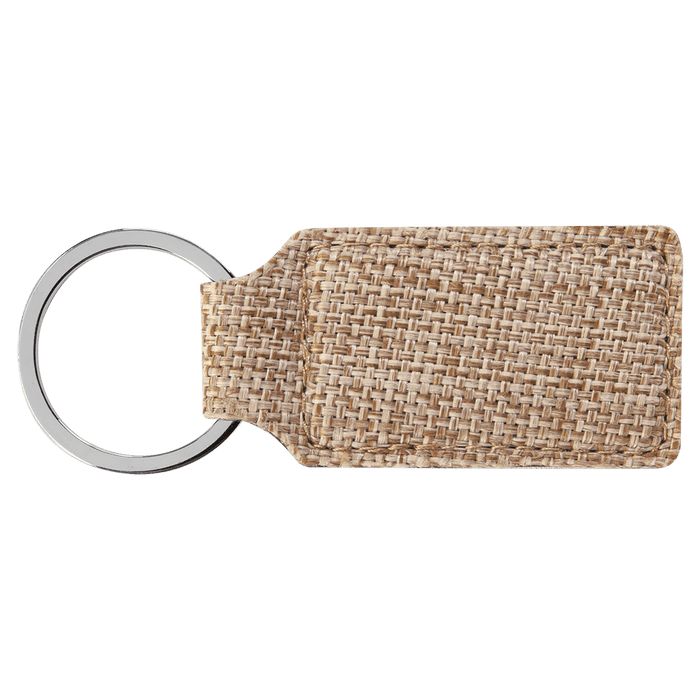 2.75" x 1.25" Rectangle Sublimatable Burlap Keychain