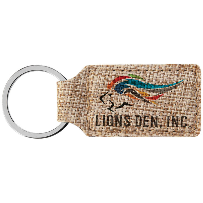 2.75" x 1.25" Rectangle Sublimatable Burlap Keychain