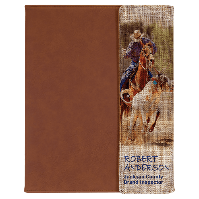 Rawhide with Sublimatable Burlap Portfolio with Notepad
