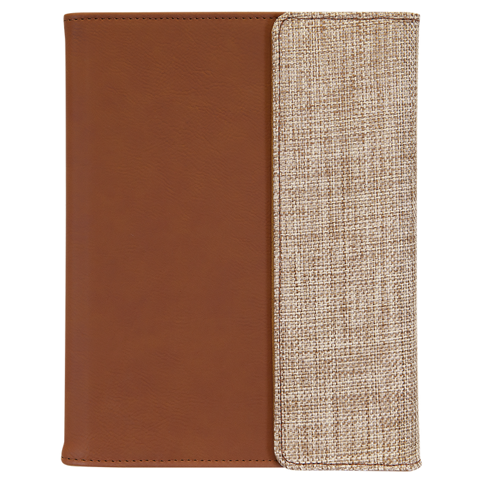 7" x 9" Rawhide Sublimatable Burlap Portfolio with Notepad