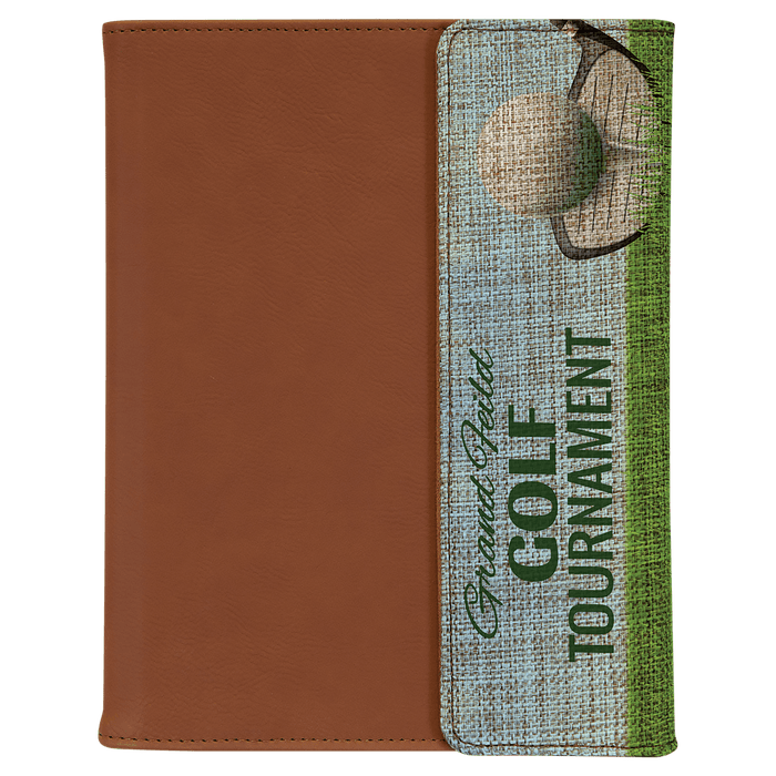 7" x 9" Rawhide Sublimatable Burlap Portfolio with Notepad