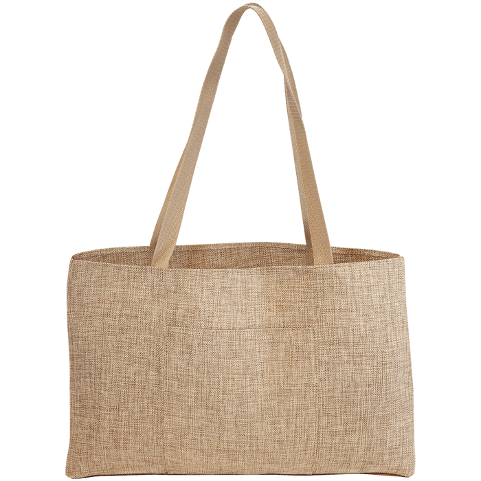 Burlap Shopping Bag with Gusset and Outside Pocket - SCK02