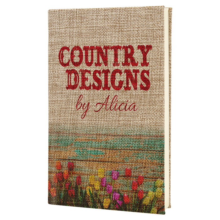5.25" x 8.25" Burlap Sketch Book with White Unlined Notepad