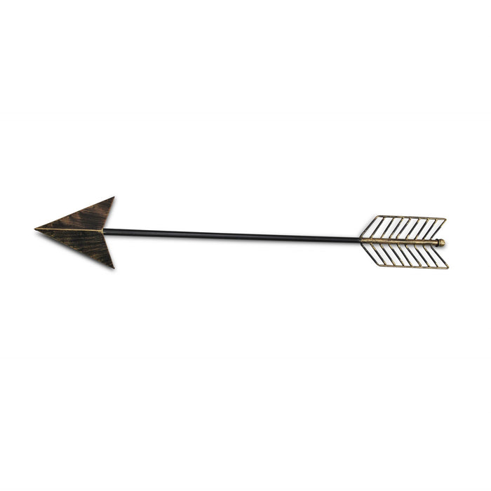 Burnished Dark Brown And Gold Tone Metal Arrow Wall Decor | 7"x44"