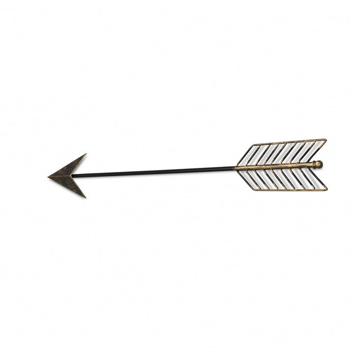 Burnished Dark Brown And Gold Tone Metal Arrow Wall Decor | 7"x44"