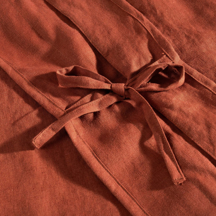 Burnt Orange French Linen Bed Sets - breathable, natural, close-up detail 2 | Soak and Sleep