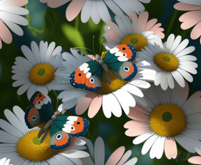 Butterflies In Daisies Paint By Numbers Kit