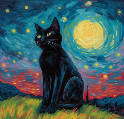 Calm Kitty at Night