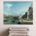 19x24 Entrance to the Grand Canal Decal Installed Above Stacked Towels