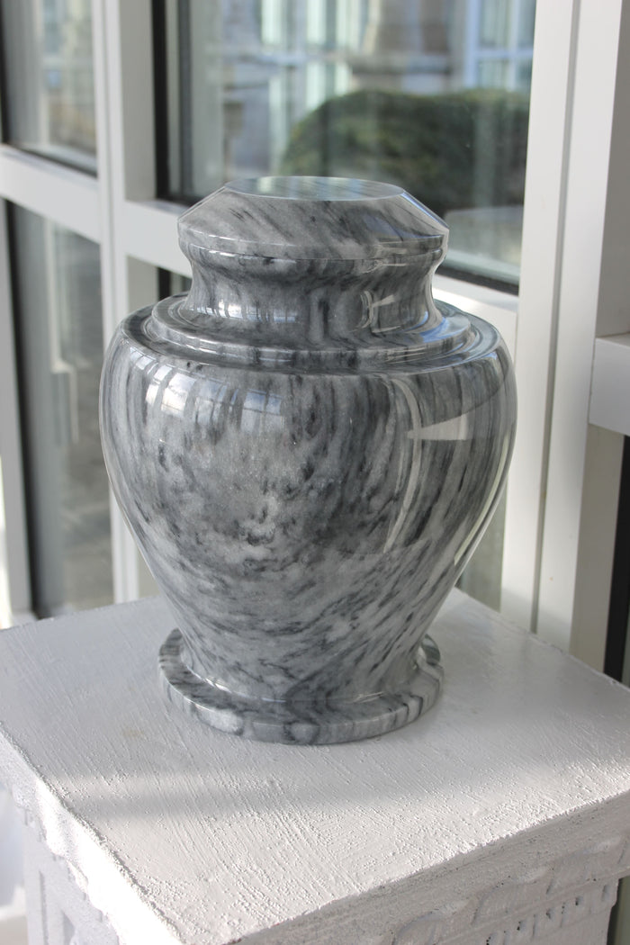 Carpel Cashmere Gray Marble Adult Funeral Cremation Urn, 220 Cubic Inches