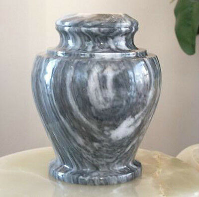 Carpel Cashmere Gray Marble Adult Funeral Cremation Urn, 220 Cubic Inches