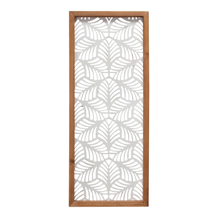 Carved Leaf Wood Framed Wall Panel | 10"x24.5"