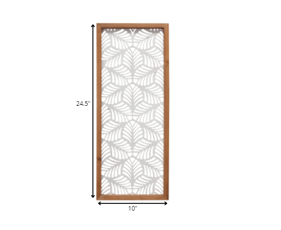 Carved Leaf Wood Framed Wall Panel | 10"x24.5"