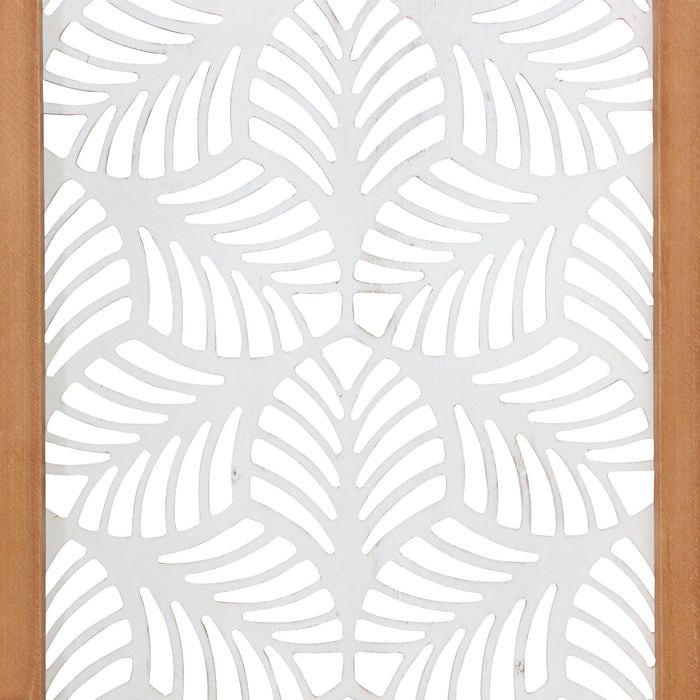 Carved Leaf Wood Framed Wall Panel | 10"x24.5"