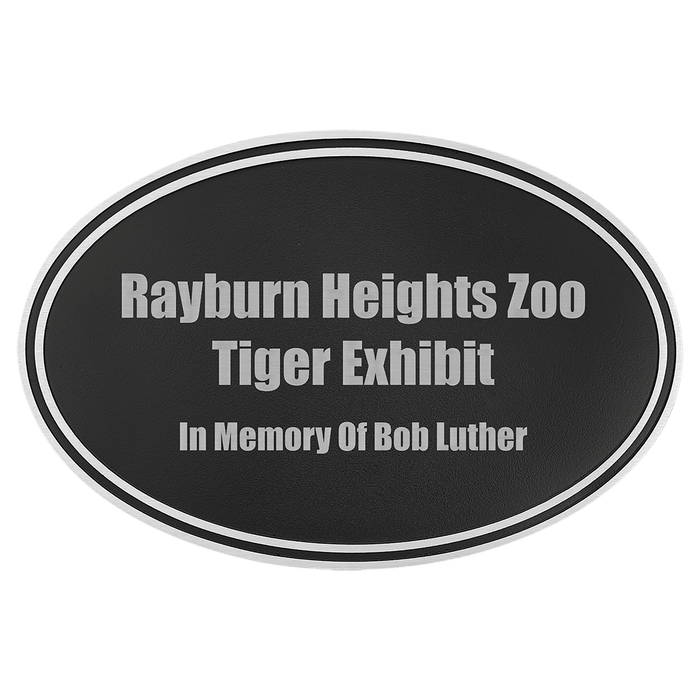 Silver/Black Oval Cast Aluminum Sign with 24" Aluminum Rod