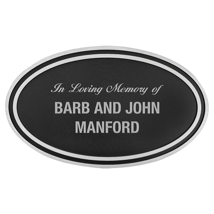 Silver/Black Oval Cast Aluminum Sign with 24" Aluminum Rod