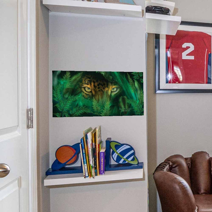 12x24 inch Jungle Eyes Jaguar Decal Installed Above Shelf