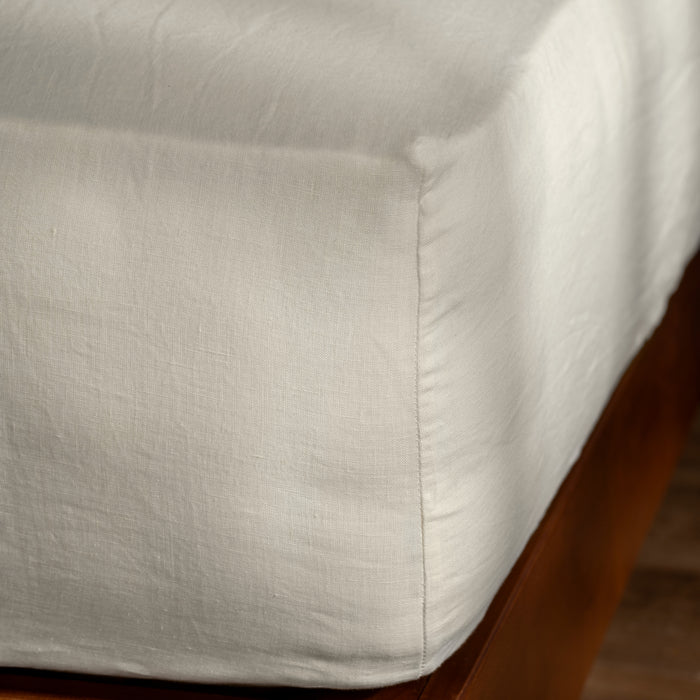 Chalky White French Linen 40cm Deep Fitted Sheets
