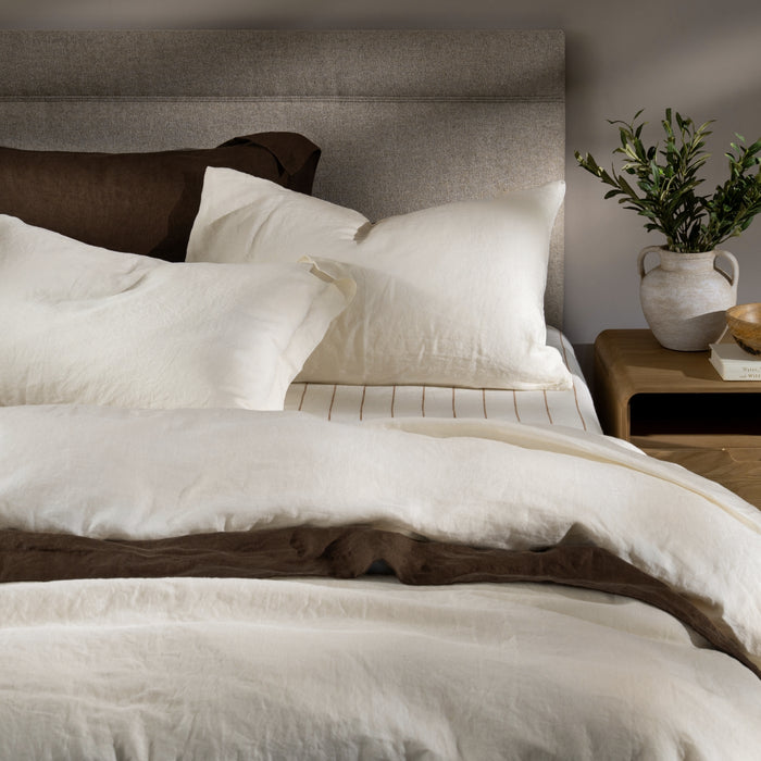 Chalky White French Linen 40cm Deep Fitted Sheets