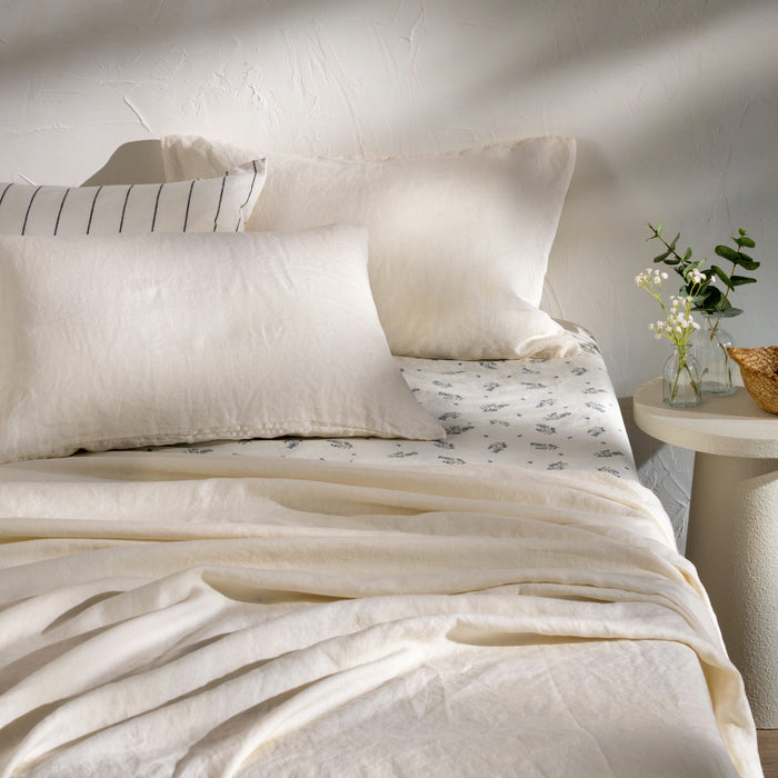 Chalky White French Linen 40cm Deep Fitted Sheets