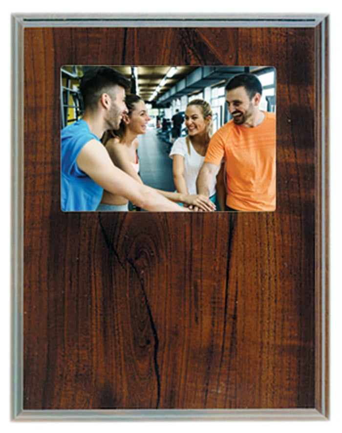 Cherry Finish Slide-In Frame Plaque with 5" x 3 1/2" Window