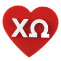 Chi O Sorority Acrylic Heart Pin