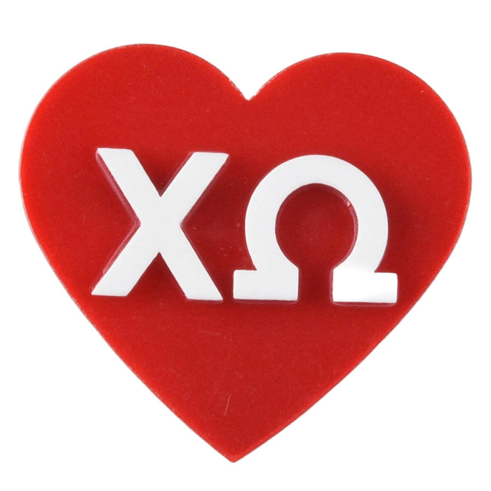 Chi O Sorority Acrylic Heart Pin