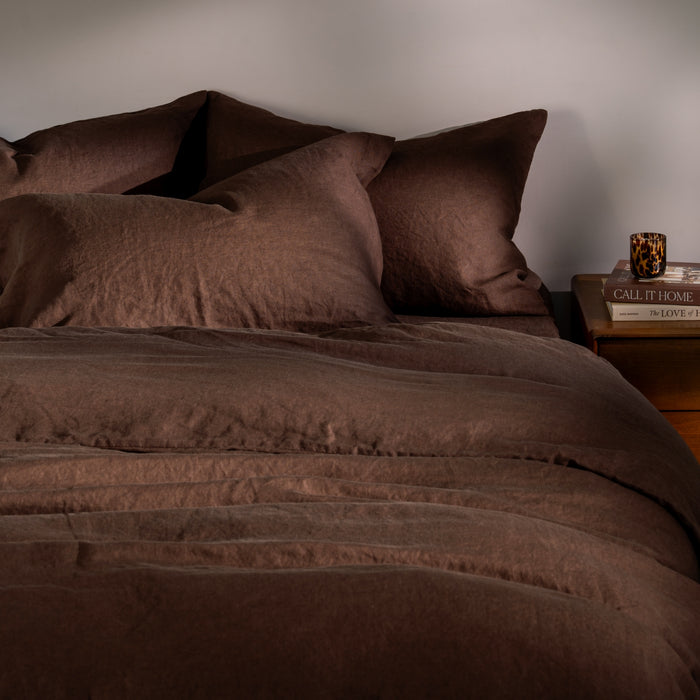 Chocolate French Linen Duvet Cover