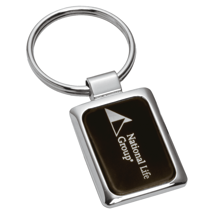 1" x 3.75" Chrome Plated Key Ring with Black Aluminum Insert