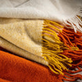 Cinnamon Wool Block Colour Check Throw bedroom detail | Soak and Sleep